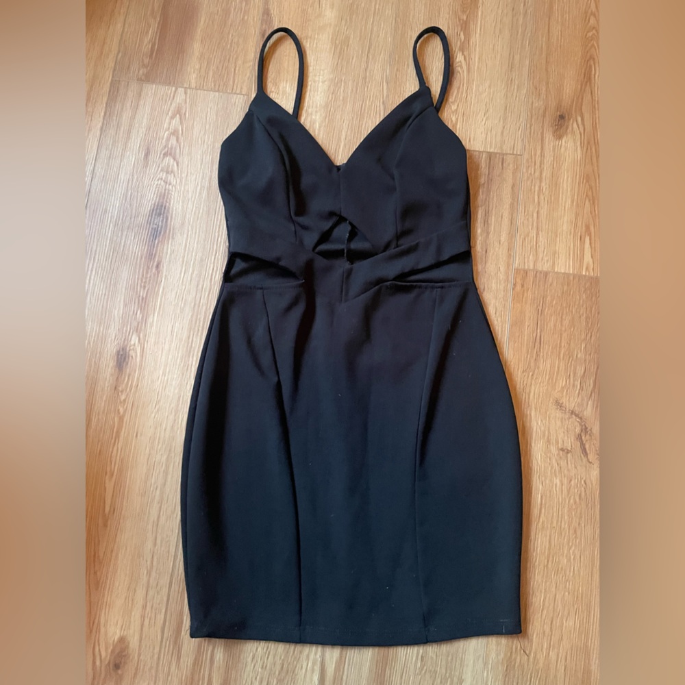Privy black mini dress with cut-outs, S